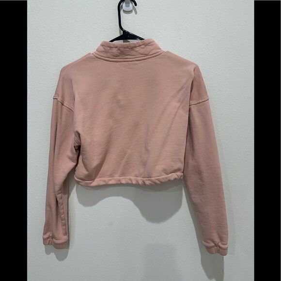 adidas Women's Pink Cropped Quarter-zip Sweatshirt size S - Picture 3 of 4